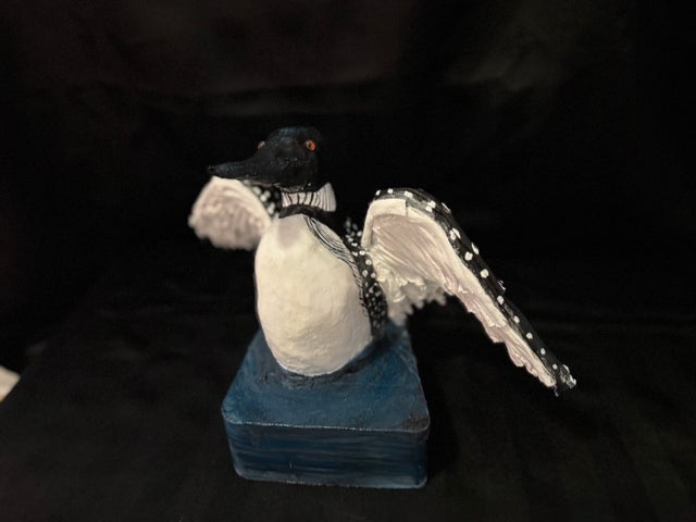 Loon in Flight original bird sculpture by LDsCreations